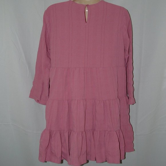 LIKE NEW Mauve Sz Small Stretchy Roomy Tiered Boho Mini Dress THIS THAT - Picture 2 of 2